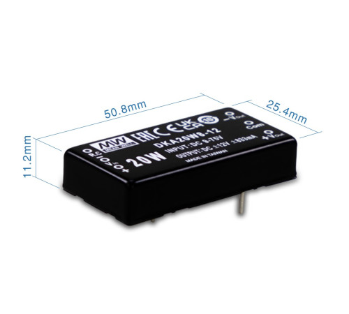 DKA20W8-12 Mean Well Блок живлення 20 Вт, ±12 В, ±0.833 А На плату