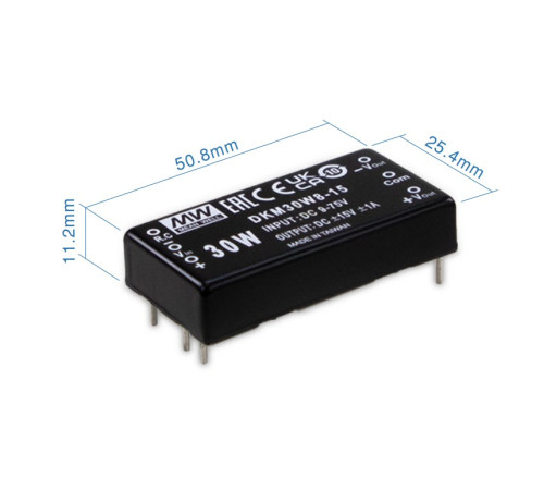 SKM30W8-03 Mean Well Блок питания 30 Вт, 3.3 В, 7 А На плату