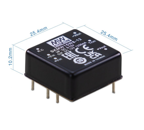 DKMW15W8-12 Mean Well Блок живлення 15 Вт, ±12 В, ±0.625 А На плату