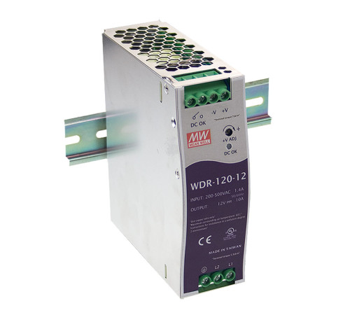 WDR-120-24 Mean Well Блок живлення 120 Вт, 24 В, 5 А На DIN-рейку