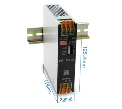 XDR-120-24LA Mean Well Блок питания 120 Вт, 24 В, 5 А На DIN-рейку
