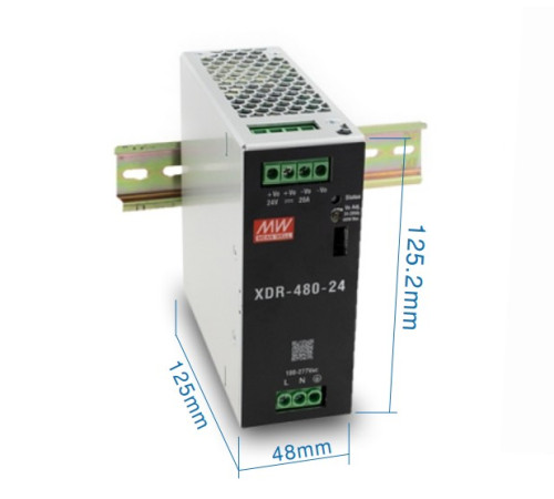 XDR-480-24LA Mean Well Блок питания 480 Вт, 24 В, 20 А На DIN-рейку