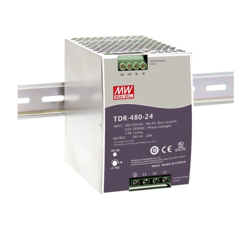 TDR-480-24 Mean Well Блок живлення На DIN-рейку 480 Вт; 24 В; 20 А