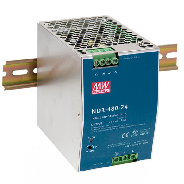 NDR-480-48 Mean Well Блок живлення 480 Вт, 48 В, 10 А На DIN-рейку