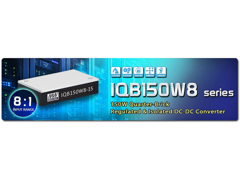 MEAN WELL IQB150W8 — DC/DC 150 Вт quarter-brick, вхід 9-75 В