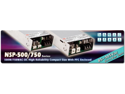 MEAN WELL представляє нове покоління джерел живлення NSP-500/750: компактність та висока надійність