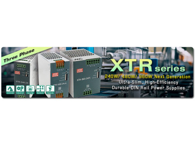 Серія XTR-240/480/960: 240Вт/480Вт/960Вт – Нове покоління трифазних надтонких, високоефективних та довговічних блоків живлення на DIN-рейку